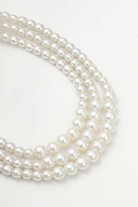 BABEYOND Round Imitation Pearl Necklace Vintage Multi Strands Necklace 20s Flapper Necklace for Party