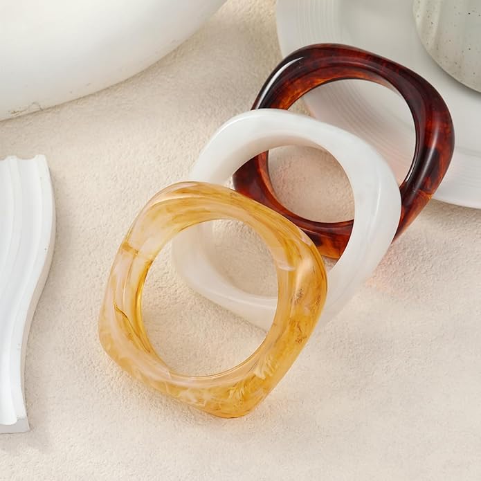 Acrylic Chunky Bangle Bracelets for Women, Irregular Punk Acrylic Resin Bangle Geometric Cuff Wide Wristband Bracelet Fashions Thick Acetate Statement Jewelry Set