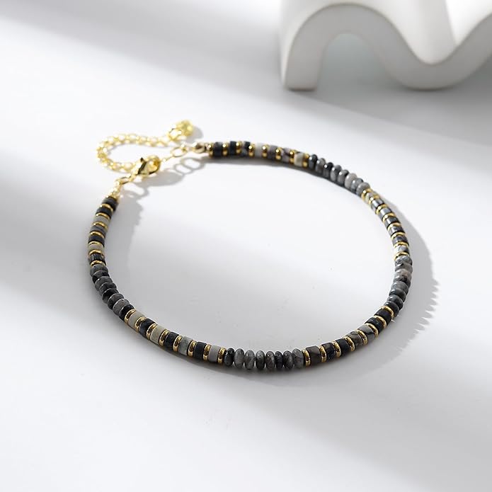 XIJIN Natural Stone Beaded Anklets for Women Handmade Beach Boho Turquoise Beads Ankle Bracelet Jewelry Gift for Her