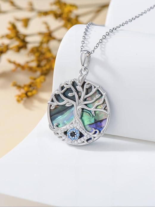 WINNICACA Sterling Silver Evil Eye Necklace Protection Crystal Pendant for Women Good Luck Vintage Evil Eye Pendant Jewelry Birthday Gifts for Women Friend Female