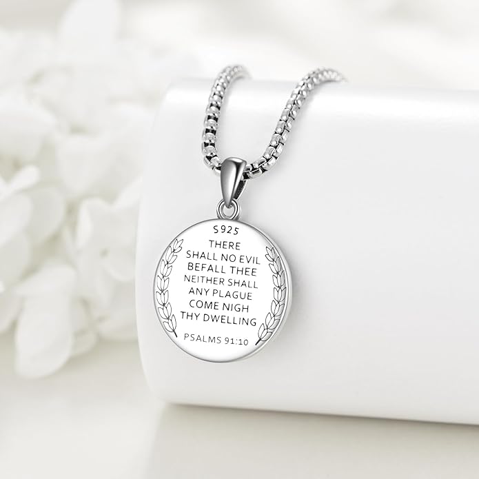 YFN Patron Saint Necklace Sterling Silver Amulet Medal Pendant Religious Protector Jewelry Gifts for Women Men