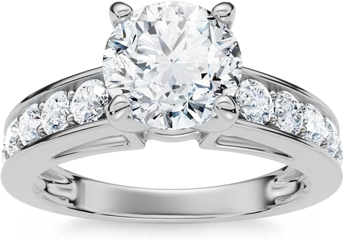 P3 POMPEII3 Pompeii Certified 3Ct Diamond Engagement Ring Cathedral 14k Gold Lab Grown (G/H,VS2-SI1)