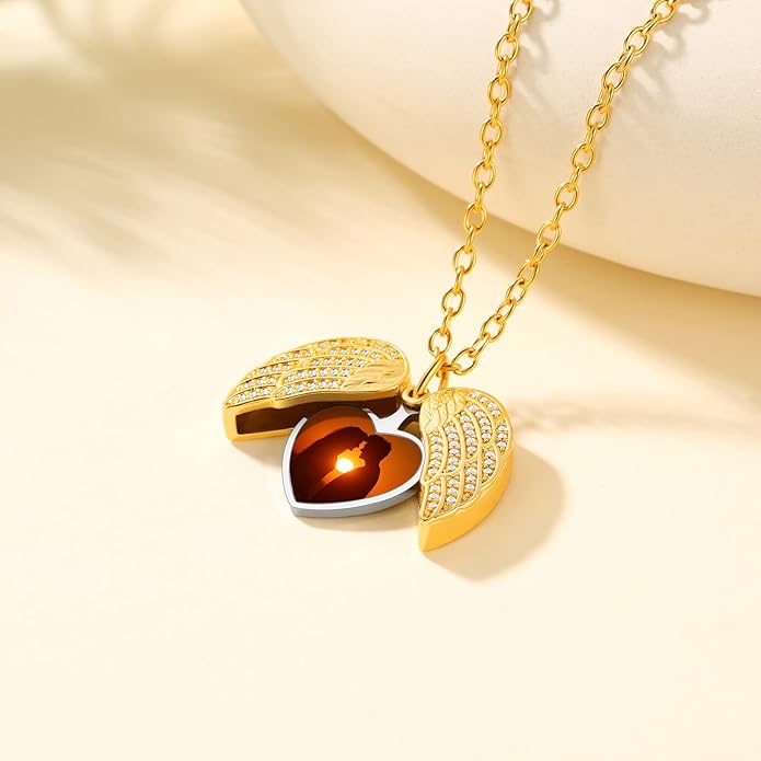 Supcare Locket Necklace That Holds Pictures-Engraved Photo Pendant Custom Jewellery Gifts for Men Women (with Jewellery Gift Box)