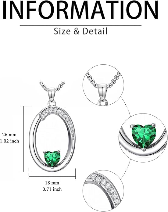 Christmas Gifts for Women Alphabet A to Z Initial Birthstone Pendant Necklaces for Women - 18k White Gold Plated Personalized Name Jewelry Valentine Mothers Day Birthday Gifts for Women Her Girlfriend