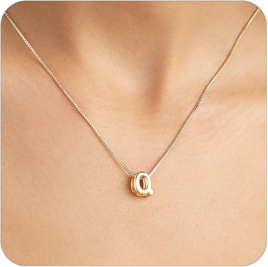 Bubble Gold Letter Necklace for Women, 14k Gold Plated Balloon Initial Necklace, Dainty Gold Necklace for Women, Personalized Bubble Pendant Name Necklace, Fashion Accessories Trendy Jewelry