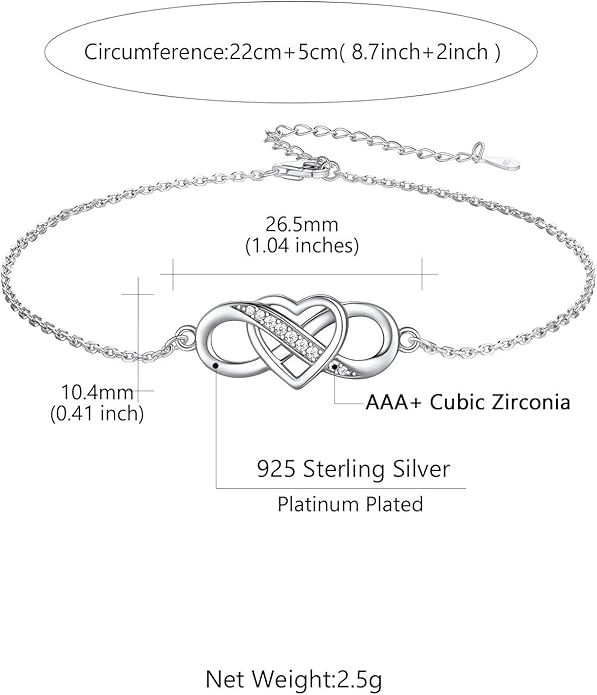 Custom4U Personalized Infinity Ankle Bracelets for Women 925 Sterling Silver Anklet Bracelet Endless Love Symbol Birthstone Charm Adjustable Foot Chain Jewelry Mothers Day Gifts for Mom Wife Women Her