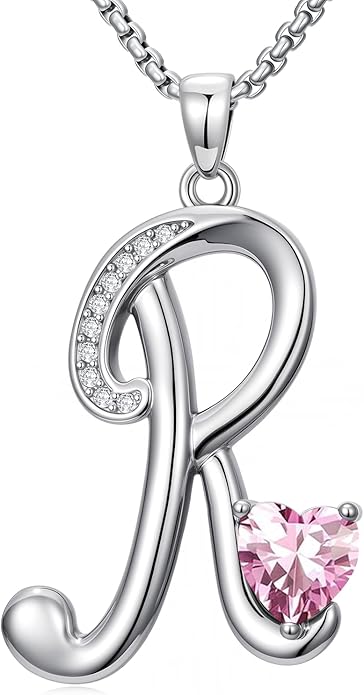 Christmas Gifts for Women Alphabet A to Z Initial Birthstone Pendant Necklaces for Women - 18k White Gold Plated Personalized Name Jewelry Valentine Mothers Day Birthday Gifts for Women Her Girlfriend