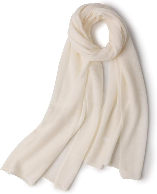 WASALUYA 100% Cashmere Scarf for Women - Knitted Lightweight Travel Wrap, Soft Large Shawl, 71x24 Inches, Luxury Gift