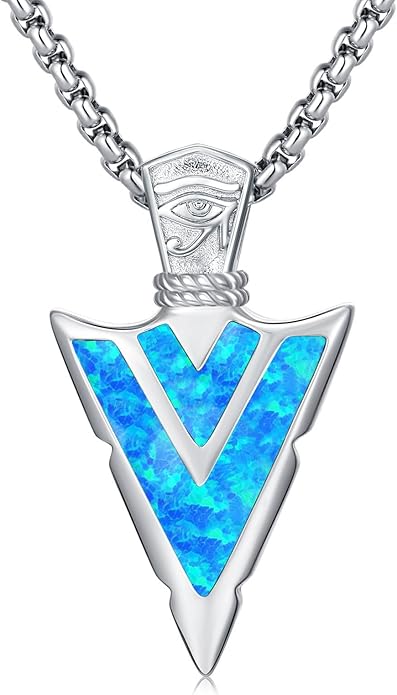 Suiknsn Arrowhead Necklace for Men Women 925 Sterling Silver Turquoise Malachite Celtic/Eye of Horus/Viking Arrow Pendant Amulet Jewelry Gifts Native American Necklace