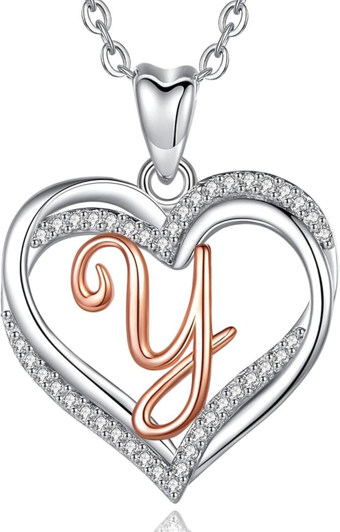 INFUSEU Unique Initial Necklaces for Women Girls Small Heart Letter Jewelry, Meaningful Personalized Gifts