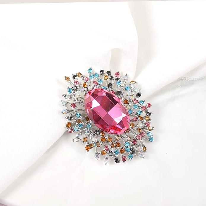 YOQUCOL Elegant Colorful Cubic Zirconia Crystal Bright Rhinestone Brooch Pins for Women Grils