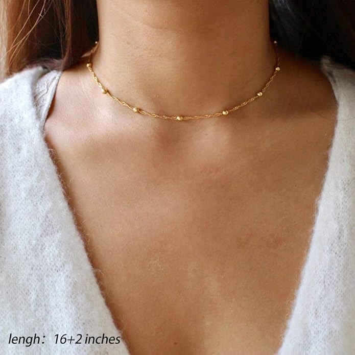 Turandoss Gold Layered Necklaces for Women - 14K Gold Plated Handmade Multilayer Bar Pearls Coin Disc Moon Butterfly Medallion Adjustable Dainty Layered Choker Necklaces for Women Jewelry