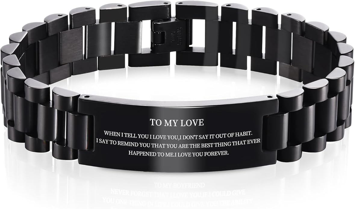 VNOX Masculine Watch Band Stainless Steel Link Bracelet Personalized Jewelry Gift for Men DAD Father Husband Boyfriend