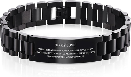VNOX Masculine Watch Band Stainless Steel Link Bracelet Personalized Jewelry Gift for Men DAD Father Husband Boyfriend