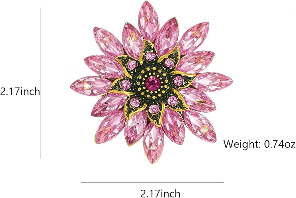 Large Crystal Flower Brooch Pin for Women Red purple pink green Rhinestone Flower Lapel Pin Wedding Party Birthday Dance Banquet Dress Suit Ceremony Clothes Hat Bag Accessories Jewelry