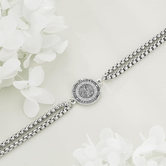 YFN Patron Saint Bracelet Sterling Silver Religious Protector Bracelet Jewelry Gift for Women Men