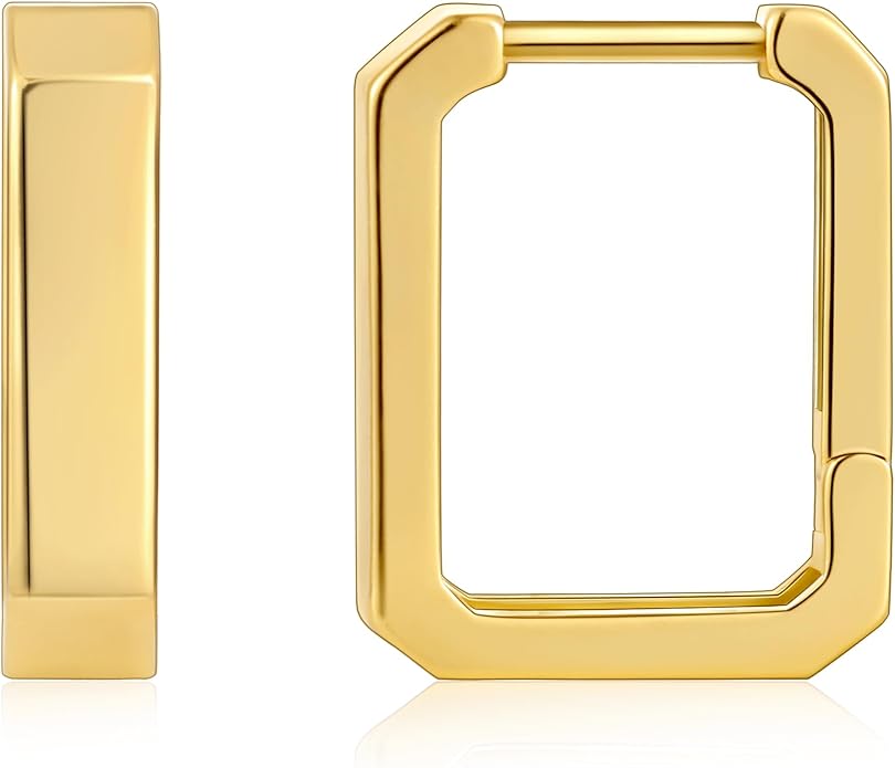 Gacimy Gold Huggie Hoop Earrings for Women 14k Gold Plated, Small Hoop Earrings for Women, 1/2 Inch Yellow Color Earrings for Women