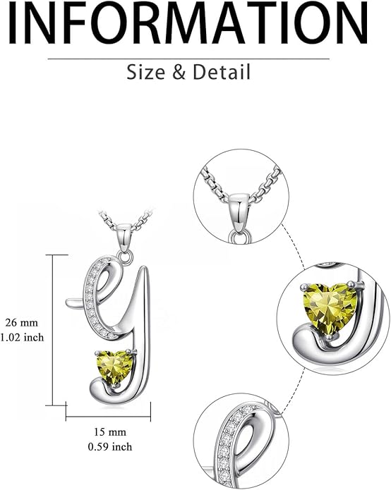 Christmas Gifts for Women Alphabet A to Z Initial Birthstone Pendant Necklaces for Women - 18k White Gold Plated Personalized Name Jewelry Valentine Mothers Day Birthday Gifts for Women Her Girlfriend