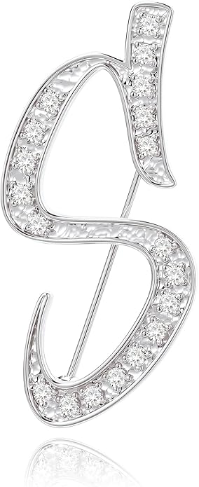 Cicy Bell A-Z Initial 26 Letter Brooch Pins 18k Gold Plated Cubic Zirconia Breastpin Name Personalized Gifts for Women Men
