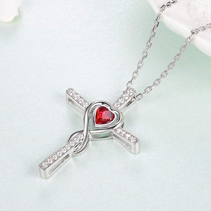 Dorella Love Infinity Christmas Jewelry for Women Birthday Gifts Wife Mom December January Birthstones Blue Topaz Garnet and More Stones Jewelry 925 Sterling Silver
