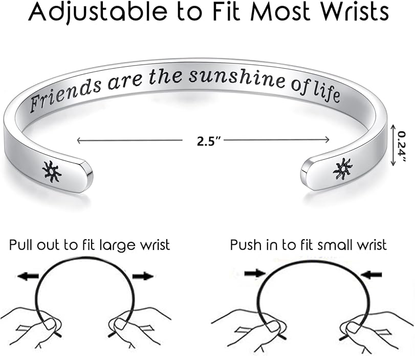TONY & SANDY Inspirational Bracelets for Women Teen Girls Personalized Gifts for Daughter Granddaughter Mom Sister Friends Stainless Steel Engraved Cuff Birthday Easter Christmas