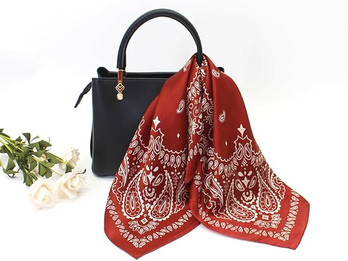 ANDANTINO 100% Mulberry Silk Scarf -21” Lightweight Square Neckerchief – Breathable Digital Printed Scarves with Gift Packed