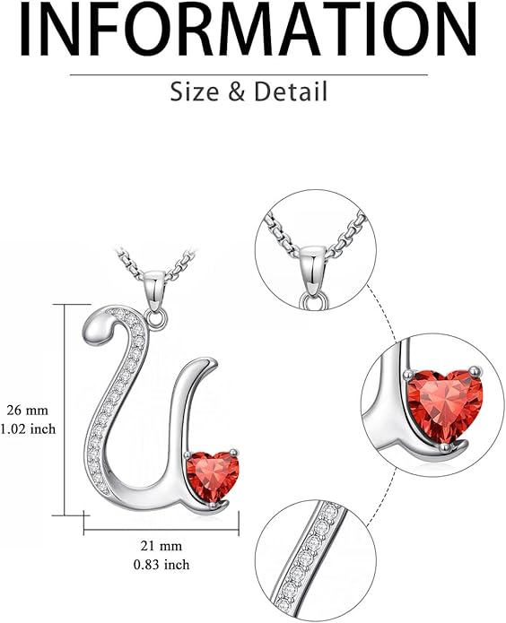 Christmas Gifts for Women Alphabet A to Z Initial Birthstone Pendant Necklaces for Women - 18k White Gold Plated Personalized Name Jewelry Valentine Mothers Day Birthday Gifts for Women Her Girlfriend