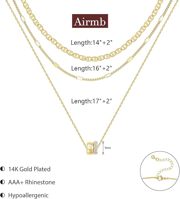 Gold Layered Necklaces for Women 14k Gold Plated Dainty Stackable Choker Necklaces for Women Trendy Layering Chain Cute Pendant Necklace Set Gold Jewelry for Women