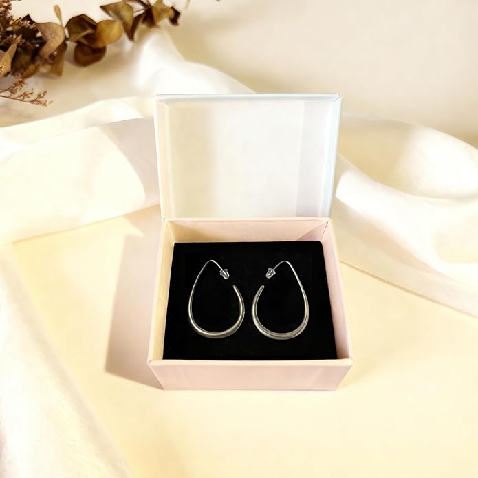18k Gold Hoop Earrings - Hypoallergenic Silver Earrings for Women - Lightweight Hoop Jewelry 2 Pairs