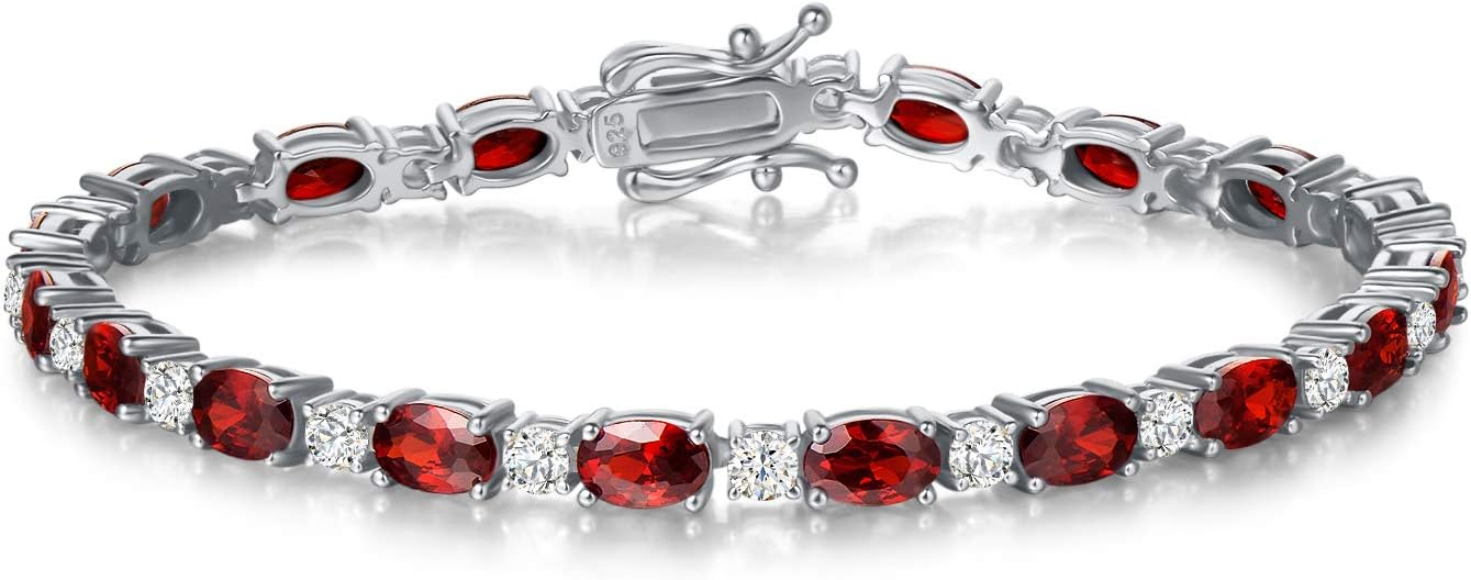FANCIME Birthstone Bracelets Sterling Silver Tennis Bracelets Charm Fine Jewelry Birthday Gifts for Women 7"