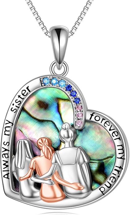 AOBOCO Gifts for Sister 2 3 Sisters Necklace for Women Sterling Silver Sister Crystal Pendant Jewelry Birthday Christmas Gifts for Friend Female Friendship Lasts Forever