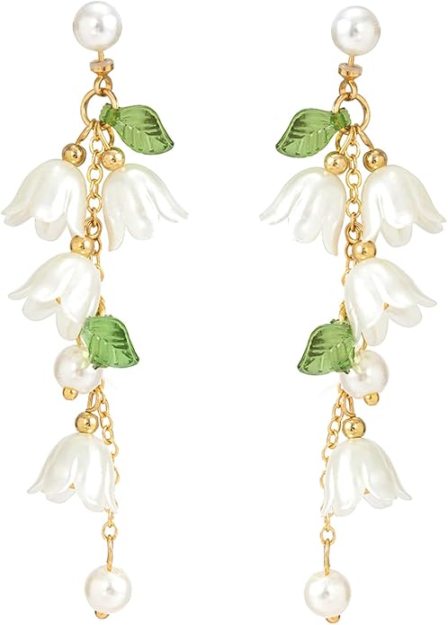 Pink Flower Dangle Earrings for Women Cute Asymmetry Flower Earrings Fairy Statement Summer Refreshing Seaside Idyllic Holiday Earrings