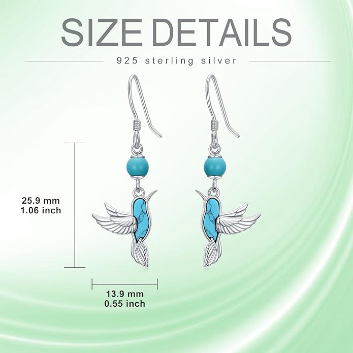 PROESS Turquoise Earrings 925 Sterling Silver Owl/Dragonfly/Butterfly/Hummingbird Earrings Butterfly Jewelry Gifts for Women Christmas Mothers Day