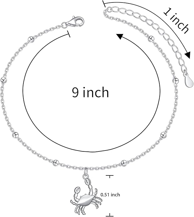 Anklet for Women S925 Sterling Silver Adjustable Foot Evil Eye Starfish Heart Bead Butterfly Celtic Knot Cross Multilayer Layered Ankle Bracelet Jewelry
