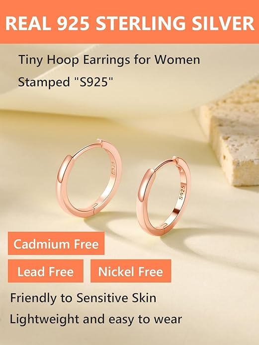 Silvora 925 Sterling Silver Small Hoop Earrings for Women Huggie Earrings Hypoallergenic Cartilage Earrings Tiny Hoops 6mm/8mm/10mm/12mm/14mm/16mm/18mm/20mm