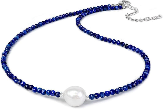 Beaded Necklace Pearl Necklaces for Women Single Pearl Necklace 11-12mm Freshwater Pearl Necklace Trendy Jewelry Gift Birthstone Bead Necklaces Pearl Choker Adjustable Chain