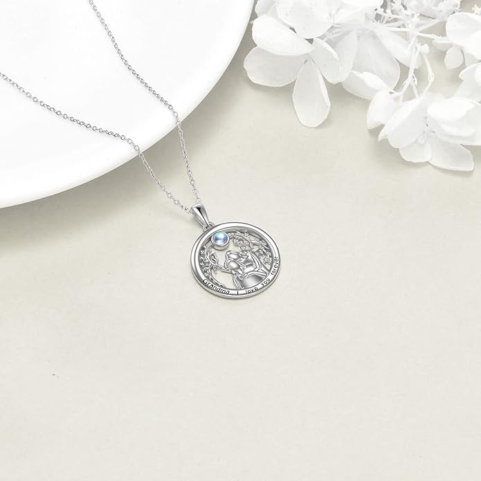 TIGER RIDER Tree of Life Necklace Sterling Silver Family Tree Pendant Jewelry for Mother Grandmother