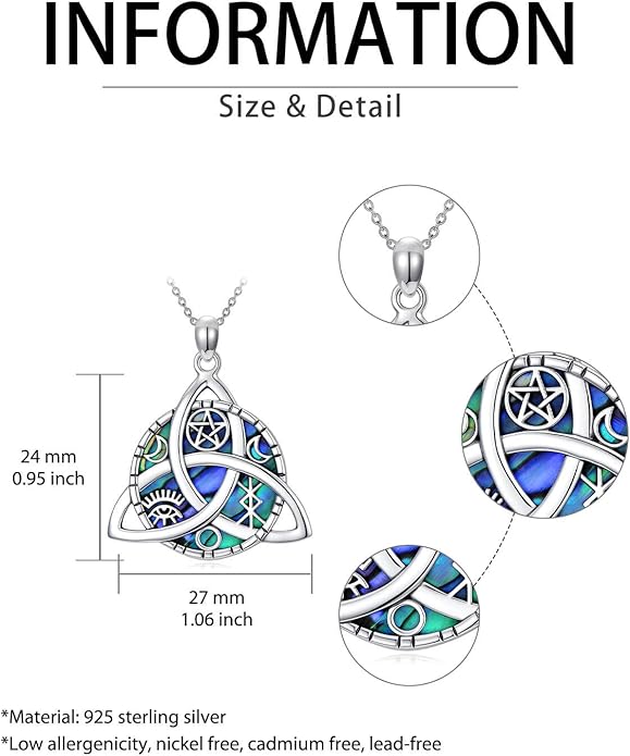 WINNICACA Christmas Gifts for Women Witches Knot Celtic Knot Necklace Sterling Silver Celtic Jewelry Protection Necklaces Irish Jewelry Birthday Gifts for Women Mom Wife Her