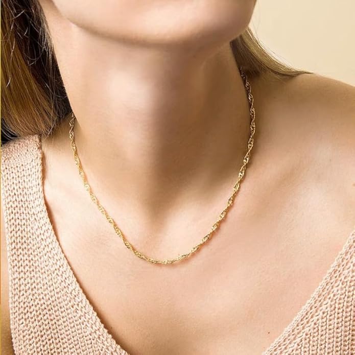 925 Sterling Silver Singapore Chain Lobster Clasp Paperclip Necklace for Women Sparkling Chain 2mm2.5mm3mm4mm5mm Gifts for Her