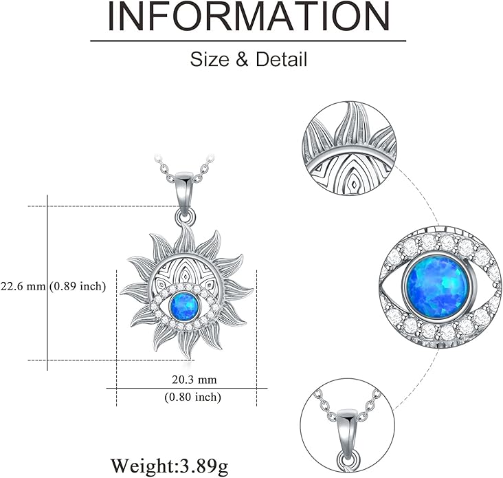 VONALA Silver Evil Eye Necklace for Women Hamsa Fatima Necklace Hamsa Hand Jewelry Gifts for Men