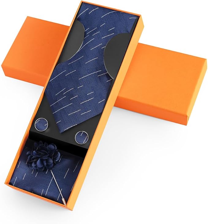 joy alice Ties Set Men Mixed Color Necktie Handkerchief Cufflinks Brooch 3.15 Formal