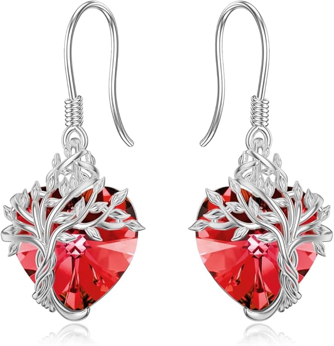TOUPOP Tree of Life Earrings 925 Sterling Silver Family Tree Dangle Drop Earrings Crystal Jewelry Birthday Christmas Gifts for Women Her