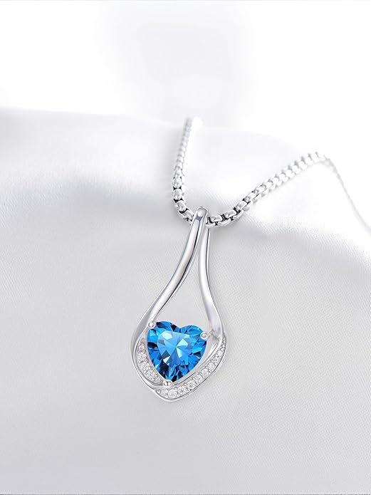 Birthstone Necklaces for Women,18k Yellow/White Gold Plated Forever Love Heart Infinity Pendant Necklace Anniversary Jewelry Christmas Birthday Gifts for Women Her Wife Girlfriend
