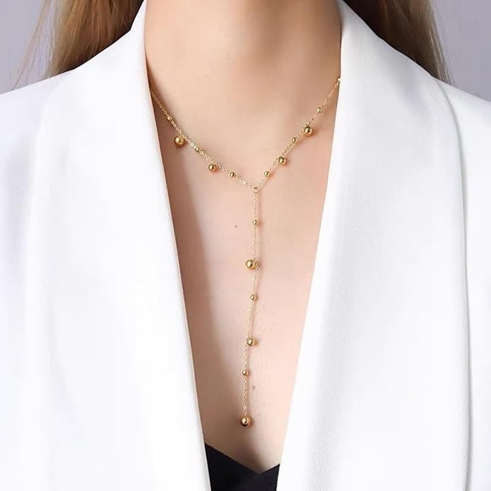 Irregular Y2k Long Y-shaped Necklace with Zircon Inlaid Sparkling Brick Tassel Pendant Double-Layer Chain High-end Fashion Accessory Women's