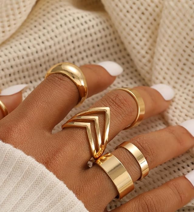 iF YOU 25 Pcs Gold Knuckle Ring Set for Women, Chunky Stackable Finger Midi Rings, Silver Simple Stacking Cute Rings Pack Trendy Stuff Jewelry Gift