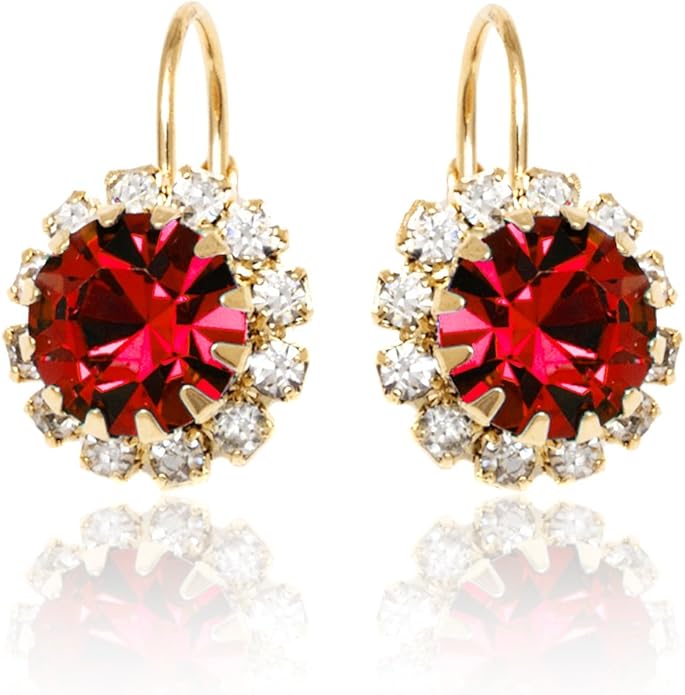 Brazel 18K Gold Plated Crystal Flower Earrings for Women