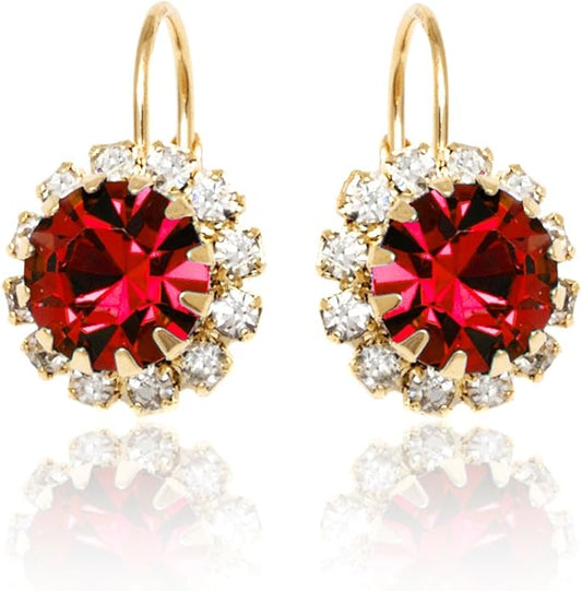 Brazel 18K Gold Plated Crystal Flower Earrings for Women