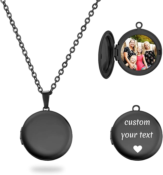 PHOCKSIN Personalized Locket Necklace for Women Photo Necklace with Customized Picture Birth Flower Birthstone New Years Gifts for Women