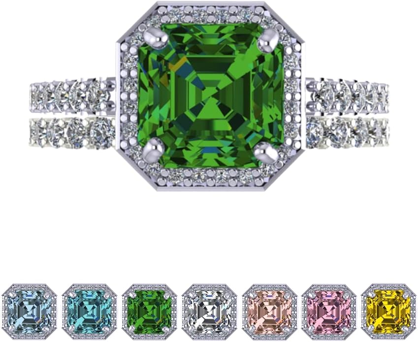 NANA Jewels Sterling Silver Engagement Rings for Women - Choose Simulated Morganite, Citrine, Aquamarine & More