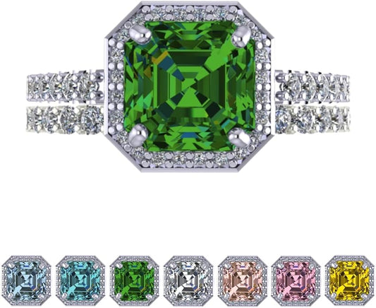 NANA Jewels Sterling Silver Engagement Rings for Women - Choose Simulated Morganite, Citrine, Aquamarine & More